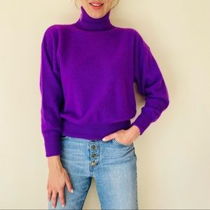 Head Angora wool blend purple turtleneck pullover sweater